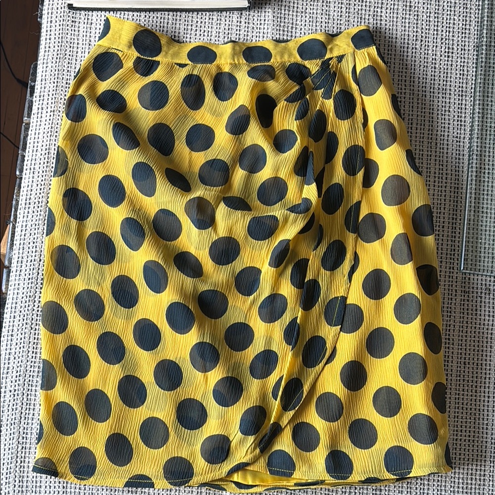 Ungaro 90s Yellow Polka Dot Silk Skirt